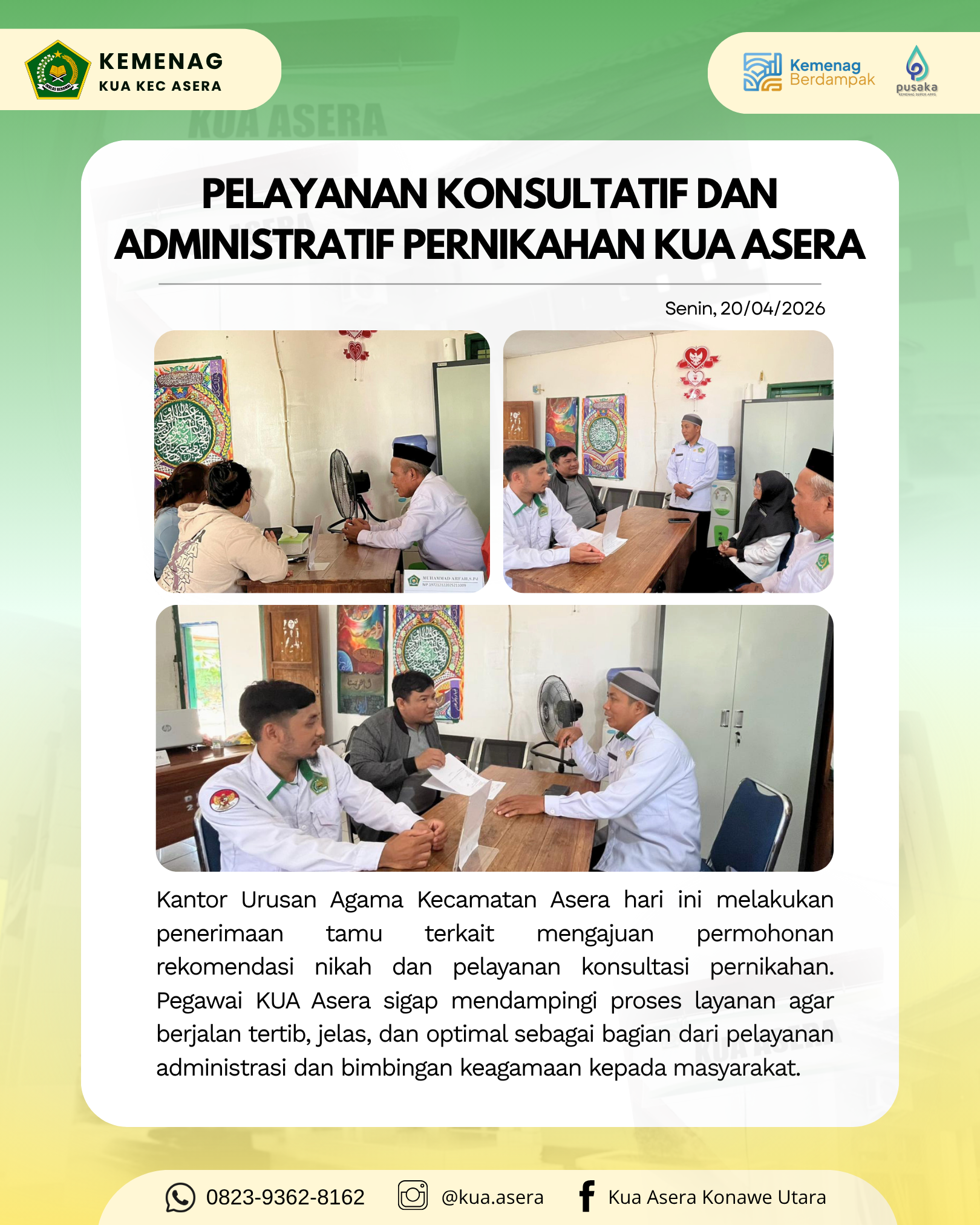 Pelayanan Konsultatif dan Administratif KUA Asera